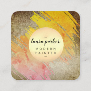 Tarjeta De Visita Cuadrada Retro de color de agua Resumen Artista de pintura 