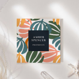 TARJETA DE VISITA CUADRADA RETRO DEJA A GROOVY BOTANICAL GIRLY