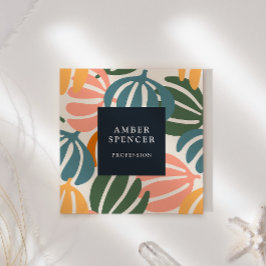 TARJETA DE VISITA CUADRADA RETRO DEJA A GROOVY BOTANICAL GIRLY