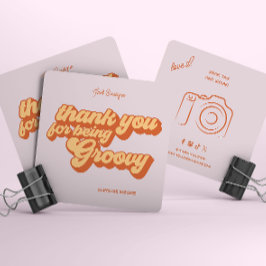 Tarjeta De Visita Cuadrada Retro Groovy Gracias Medios Sociales