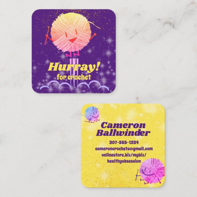 Tarjeta De Visita Cuadrada Retro lindo salto garabato hilván gancho ganchos b (Anverso / Reverso)