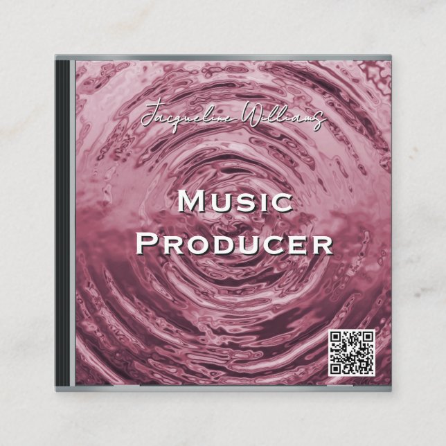 Tarjeta De Visita Cuadrada Retro QR Code Pink Music CD Case (Anverso)