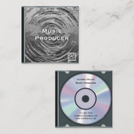 Tarjeta De Visita Cuadrada Retro QR Code Silver Music CD Case