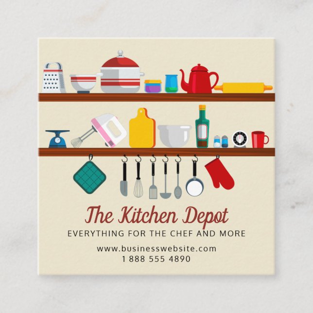 Tarjeta De Visita Cuadrada Retro Stock el chef de cocina (Anverso)