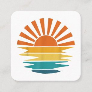 Tarjeta De Visita Cuadrada Retro Sunset Rays Wavy Vintage Retro Sunshine Sun