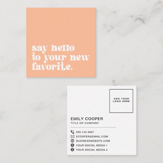 Tarjeta De Visita Cuadrada Retro tu nuevo favorito | Programa de promoción de (Anverso / Reverso)