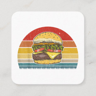 Tarjeta De Visita Cuadrada Retro Vintage Cheeseburger Design Costume Hamburgo