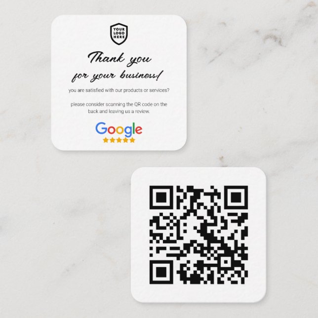Tarjeta De Visita Cuadrada Revistas de Google | Código QR de vínculo de revis (Anverso / Reverso)