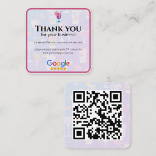Tarjeta De Visita Cuadrada Revistas de Google   Revisión de negocios de cócte