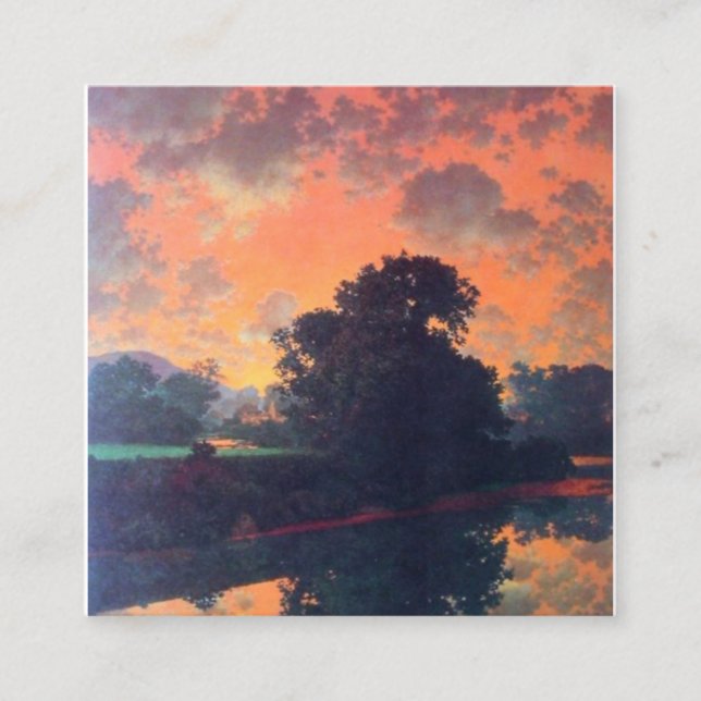 Tarjeta De Visita Cuadrada Río En Scutney Por Maxfield Parrish (Anverso)