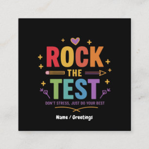 Tarjeta De Visita Cuadrada Rock the Test no enfatiza la motivación divertida