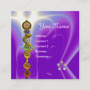 TARJETA DE VISITA CUADRADA ROD DE ASCLEPIUS,7 CHAKRAS,YOGA ,ENERGÍA ESPIRITUA