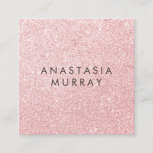Tarjeta De Visita Cuadrada Rojizo Glam Blush Rosa Dorado Brillo Destellos