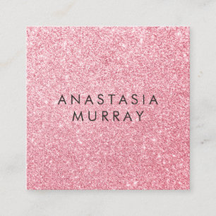 Tarjeta De Visita Cuadrada Rojizo Glam Rosa Dorado Brillo Chispas
