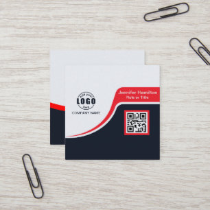 Tarjeta De Visita Cuadrada Rojo negro profesional añada su logotipo Código QR