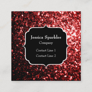 Tarjeta De Visita Cuadrada Rojo oscuro falso brillo destellos Glamour Monogra