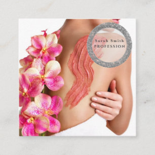 Tarjeta De Visita Cuadrada Ropa cosmética de cuerpo de piel de mujer