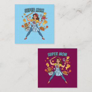 Tarjeta De Visita Cuadrada Ropa de dibujos animados vintage de cocina de súpe