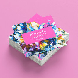 Tarjeta De Visita Cuadrada Rosa abstracto y estilizado