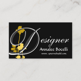 Tarjeta De Visita Cuadrada Rosa amarillo del diseñador floral en monograma