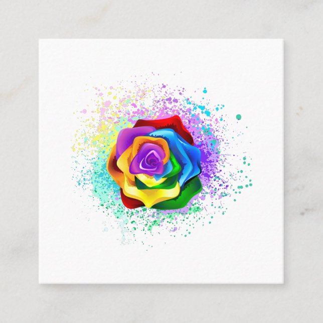 Tarjeta De Visita Cuadrada Rosa arcoiris colorido