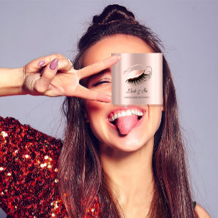 Tarjeta De Visita Cuadrada Rosa Artista de maquillaje rosa Lanteo Microblad d