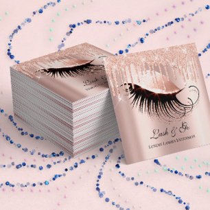 Tarjeta De Visita Cuadrada Rosa Artista De Maquillaje Rosado Lanza Extensión