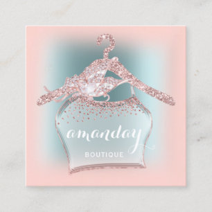 Tarjeta De Visita Cuadrada Rosa Azul Rosa Blogger Boutique Closet