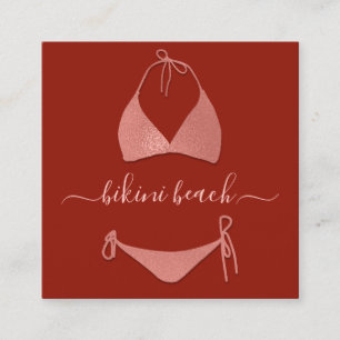 Tarjeta De Visita Cuadrada Rosa Bikini Lingerie Beach Costume Underwear Shop