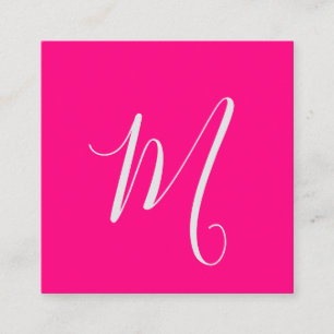 Tarjeta De Visita Cuadrada rosa caliente - monograma chic