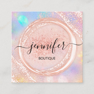 Tarjeta De Visita Cuadrada Rosa con el logotipo de Beauty Shop Professional