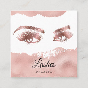 Tarjeta De Visita Cuadrada Rosa de artista de maquillaje de latigazos