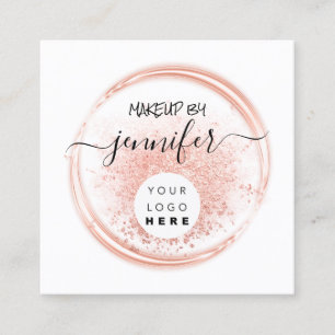 Tarjeta De Visita Cuadrada Rosa de artista de maquillaje profesional Rubor m