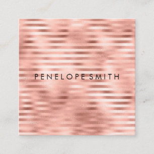 Tarjeta De Visita Cuadrada Rosa de bandas de oro Belleza Estilista