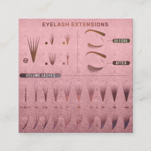 Tarjeta De Visita Cuadrada Rosa de belleza del estudio de extensión Eyelash 