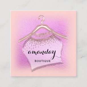 Tarjeta De Visita Cuadrada Rosa de colgar de ropa en el blog Rosa Rosa Rosa