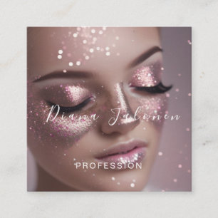 Tarjeta De Visita Cuadrada Rosa de estilo de pelo DripGlitter Hairdresser Tij