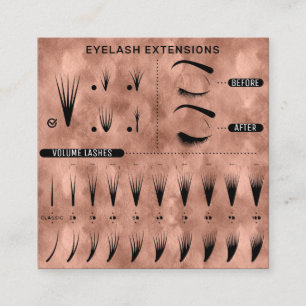 Tarjeta De Visita Cuadrada Rosa de estudio de extensión de Eyelash Moderno