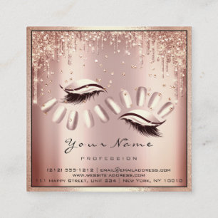 Tarjeta De Visita Cuadrada Rosa de extensión de Eyelash para artistas maquil