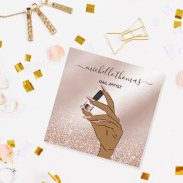 Tarjeta De Visita Cuadrada ROSA de firma de artista NAIL NAIL TECHNICIAN Sq