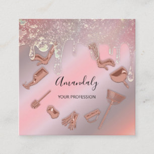 Tarjeta De Visita Cuadrada Rosa de goteo único de los servicios de limpieza d