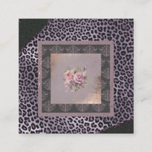 Tarjeta De Visita Cuadrada Rosa de lavanda muda grunge estilo floral
