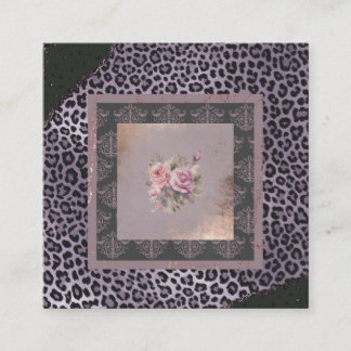Tarjeta De Visita Cuadrada Rosa de lavanda muda grunge estilo floral