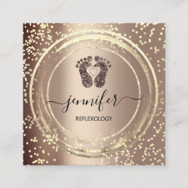 Tarjeta De Visita Cuadrada Rosa de los pies de masaje de pies de reflexología