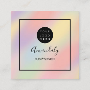 Tarjeta De Visita Cuadrada Rosa de maquillaje enmarcado del logotipo del Pers