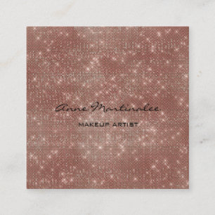 Tarjeta De Visita Cuadrada Rosa de maquillaje Purpurina Glam