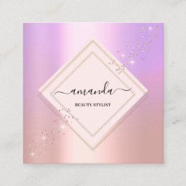 Tarjeta De Visita Cuadrada Rosa de marco minimalista profesional púrpura