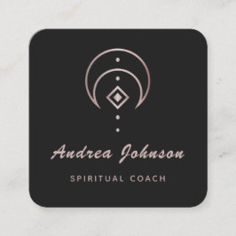 Tarjeta De Visita Cuadrada Rosa de oro Moon entrenador espiritual Healer Cele