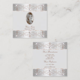 Tarjeta De Visita Cuadrada Rosa de plata de lujo ornamentos ornamentos de oro