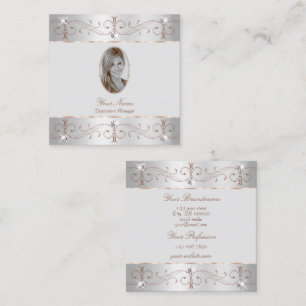 Tarjeta De Visita Cuadrada Rosa de plata de lujo ornamentos ornamentos de oro